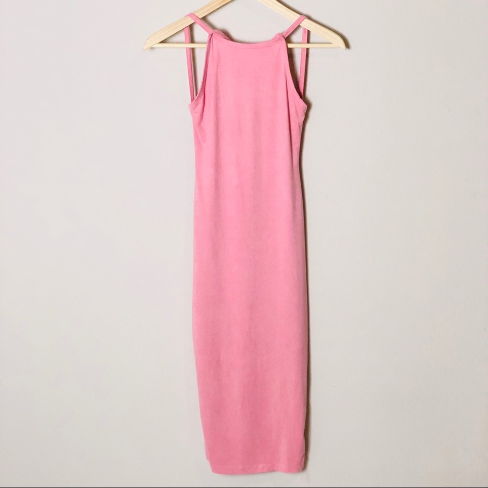 Windsor Faux Suede Pink Strapless Midi Dress